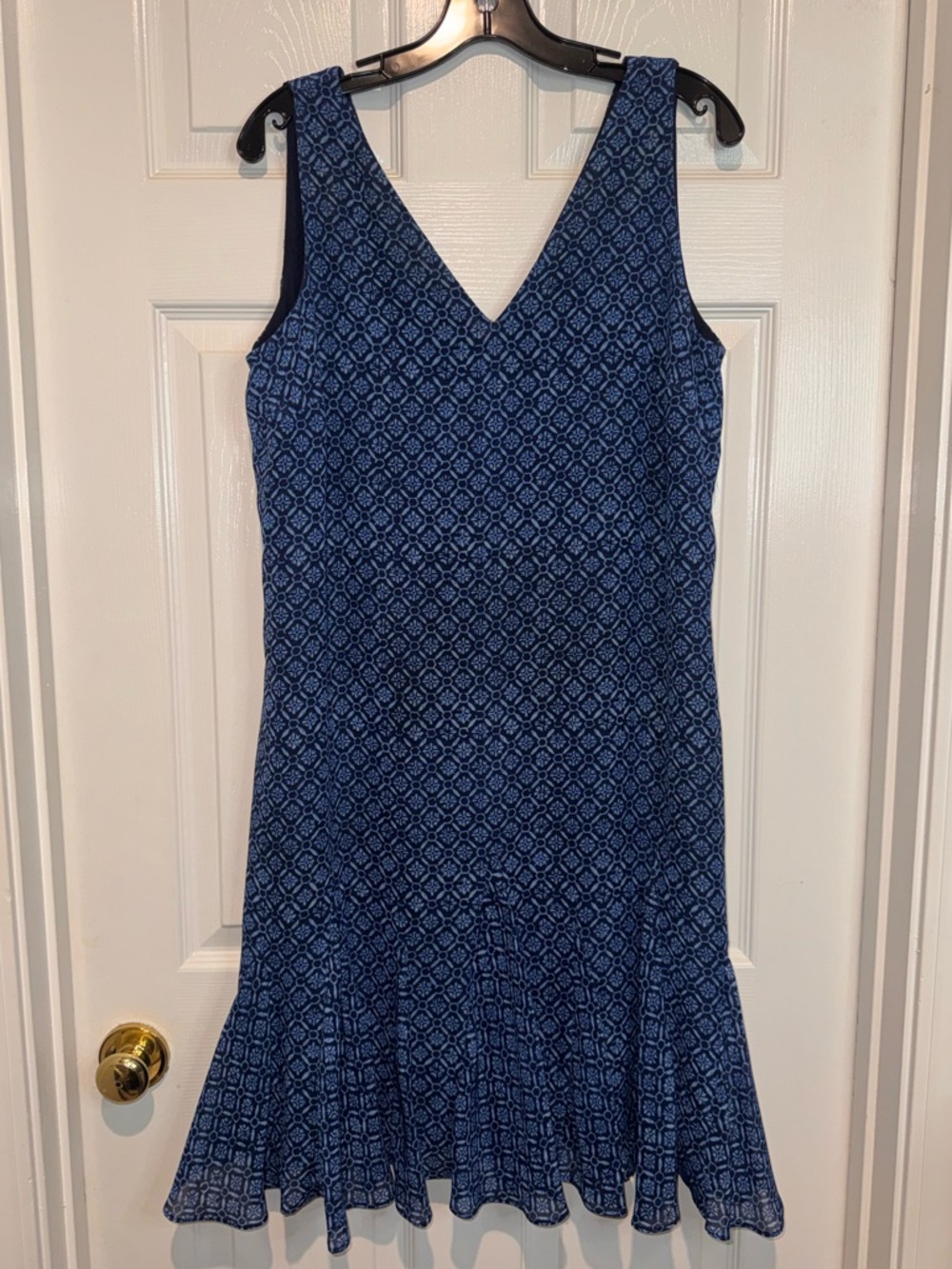 Ralph Lauren Navy Blue Patterned Midi Dress